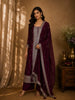 Deep Royal Wine Butta Zari Woven Design Silk Salwar Suit with Dupatta