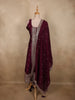 Deep Royal Wine Butta Zari Woven Design Silk Salwar Suit with Dupatta