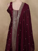 Deep Royal Wine Butta Zari Woven Design Silk Salwar Suit with Dupatta