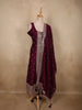 Deep Royal Wine Butta Zari Woven Design Silk Salwar Suit with Dupatta