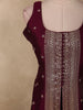Deep Royal Wine Butta Zari Woven Design Silk Salwar Suit with Dupatta
