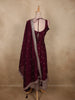 Deep Royal Wine Butta Zari Woven Design Silk Salwar Suit with Dupatta