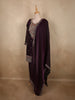 Deep Royal Wine Purple Floral Embroidered Design Organza Palazzo Suit