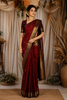 Deep Ruby Red Butta Zari Woven Design Pure Kanchipuram Silk Saree with Contrast Zari Border