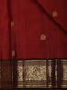 Deep Ruby Red Butta Zari Woven Design Pure Kanchipuram Silk Saree with Contrast Zari Border