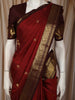 Deep Ruby Red Butta Zari Woven Design Pure Kanchipuram Silk Saree with Contrast Zari Border