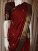 Deep Ruby Red Butta Zari Woven Design Pure Kanchipuram Silk Saree with Contrast Zari Border