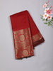 Deep Ruby Red Checked Zari Woven Design Art Silk Saree with Floral Zari Border