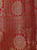 Deep Ruby Red Checked Zari Woven Design Art Silk Saree with Floral Zari Border