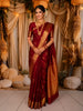 Deep Ruby Red Floral Butta Zari Woven Design Pure Kanchipuram Silk Saree with Zari Border