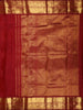Deep Ruby Red Floral Butta Zari Woven Design Pure Kanchipuram Silk Saree with Zari Border