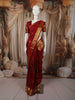 Deep Ruby Red Floral Butta Zari Woven Design Pure Kanchipuram Silk Saree with Zari Border