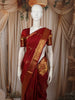Deep Ruby Red Floral Butta Zari Woven Design Pure Kanchipuram Silk Saree with Zari Border