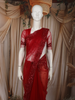 Deep Ruby Red Floral Sequins and Beads Embroidered Design Net Designer Saree with Scalloped Border