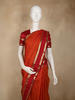 Deep Rust Orange Solid Woven Design Kanchipuram Silk Saree with Zari Border