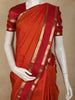 Deep Rust Orange Solid Woven Design Kanchipuram Silk Saree with Zari Border