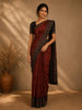 Deep Rust Red Floral Printed Cotton Saree