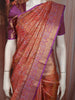 Deep Rust Red Floral Zari Woven Design Pure Kanchipuram Silk Saree with Contrast Floral Zari Border