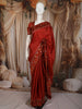 Deep Rust Red Stone Embellished Design Pure Tussar Saree with Floral Sequins Border