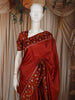 Deep Rust Red Stone Embellished Design Pure Tussar Saree with Floral Sequins Border