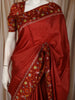 Deep Rust Red Stone Embellished Design Pure Tussar Saree with Floral Sequins Border