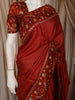 Deep Rust Red Stone Embellished Design Pure Tussar Saree with Floral Sequins Border
