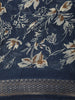 Deep Slate Navy Blue Floral Printed Design Mixed Cotton Saree