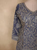 Deep Slate Navy Blue Floral Sequins Embroidered Design Georgette Palazzo Suit with Dupatta