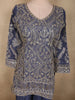 Deep Slate Navy Blue Floral Sequins Embroidered Design Georgette Palazzo Suit with Dupatta