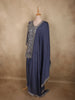 Deep Slate Navy Blue Floral Sequins Embroidered Design Georgette Palazzo Suit with Dupatta