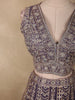 Deep Smoky Mauve Purple Zari Embroidered and Stone Embellished Design Net Lehenga With Net Dupatta
