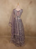 Deep Smoky Mauve Purple Zari Embroidered and Stone Embellished Design Net Lehenga With Net Dupatta