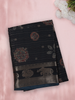 Deep Steel Blue Floral and Paisley Motif Woven Design Mixed Cotton Saree
