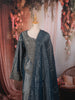 Deep Steel Blue Paisley Sequins and Beads Embroidered Design Tissue Silk Palazzo Suit with Matching Dupatta