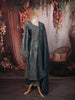 Deep Steel Blue Paisley Sequins and Beads Embroidered Design Tissue Silk Palazzo Suit with Matching Dupatta