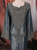 Deep Steel Blue Paisley Sequins and Beads Embroidered Design Tissue Silk Palazzo Suit with Matching Dupatta