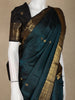 Deep Teal Blue Butta Woven Design Pure Kanchipuram Silk Saree with Contrast Border