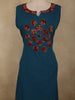 Deep Teal Blue Circular Appliqué Motif Design Cotton Palazzo Suit