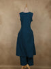 Deep Teal Blue Circular Appliqué Motif Design Cotton Palazzo Suit