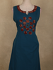 Deep Teal Blue Circular Appliqué Motif Design Cotton Palazzo Suit