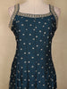 Deep Teal Blue Dotted and Floral Embroidered Design Georgette Gown with Dupatta