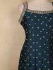 Deep Teal Blue Dotted and Floral Embroidered Design Georgette Gown with Dupatta