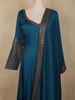 Deep Teal Blue Floral Embroidered Design  Raw Silk Gown with Dupatta