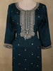 Deep Teal Blue Floral Sequins & Thread Embroidered Design Georgette Palazzo Suit with Dupatta