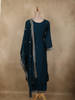 Deep Teal Blue Floral Sequins & Thread Embroidered Design Georgette Palazzo Suit with Dupatta