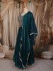 Deep Teal Blue Floral Sequins and Thread Embroidered Design Organza Party Lehenga with Matching Dupatta