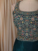 Deep Teal Blue Floral Sequins and Thread Embroidered Design Organza Party Lehenga with Matching Dupatta