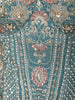 Deep Teal Blue Floral Sequins and Thread Embroidered Design Tissue Organza  Fancy Wear Palazzo Suit  with Matching Choker Dupatta