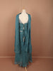 Deep Teal Blue Floral Sequins and Thread Embroidered Design Tissue Organza  Fancy Wear Palazzo Suit  with Matching Choker Dupatta