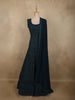 Deep Teal Blue Floral Thread Embroidered Design Chiffon Gown with Dupatta